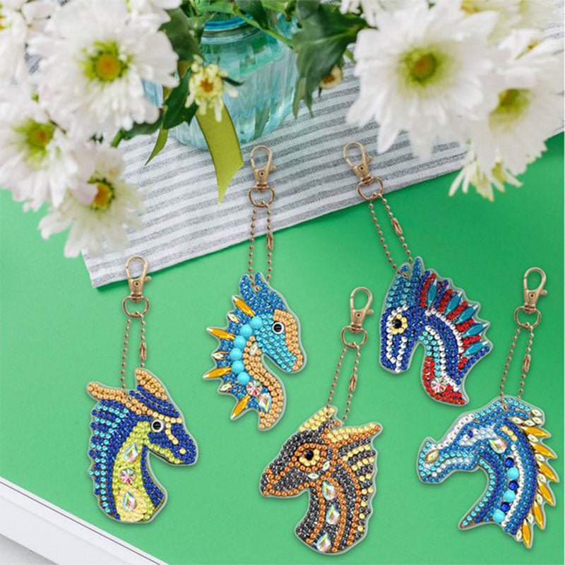 5D Diamond Painting Keychain Dragon 5 Pieces