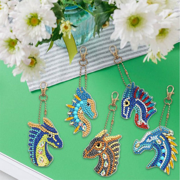 5D Diamond Painting Keychain Dragon 5 Pieces