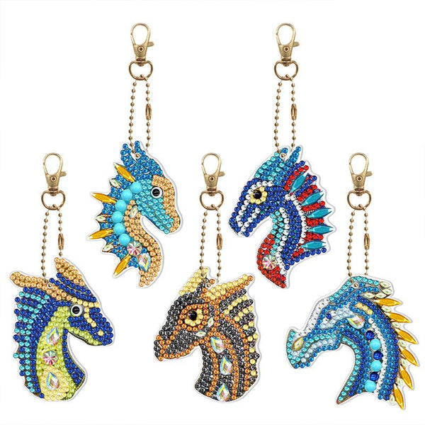 5D Diamond Painting Keychain Dragon 5 Pieces