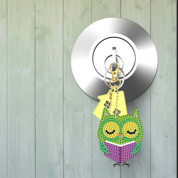 5D Diamond Painting Keychain with Owls 5 Pieces