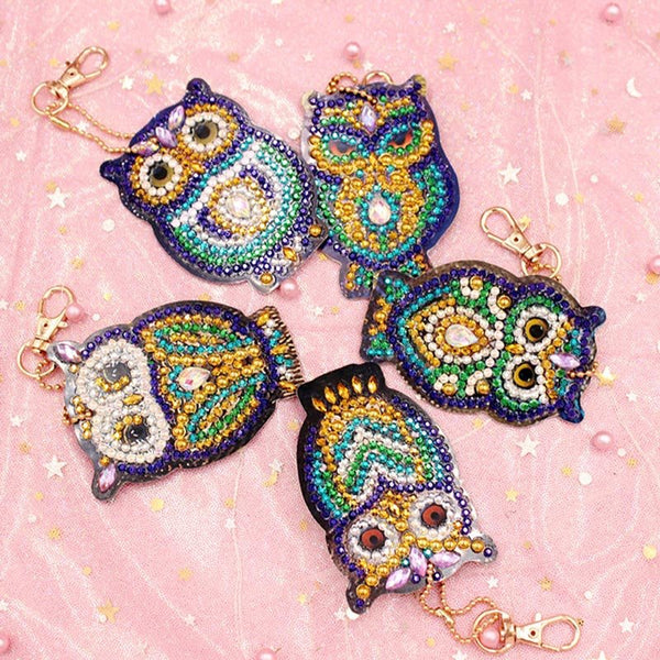 5D Diamond Painting Keychain Owls Set of 5 Pieces