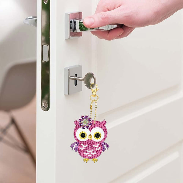 5D Diamond Painting Keychain with Owls 5 Pieces