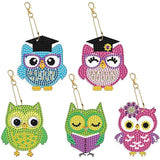 5D Diamond Painting Keychain with Owls 5 Pieces