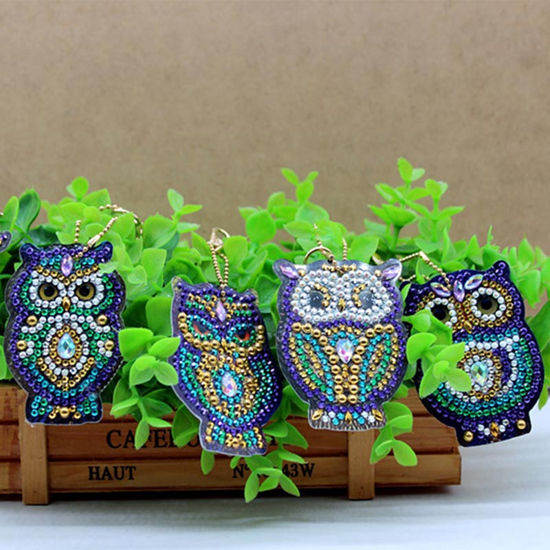 5D Diamond Painting Keychain Owls Set of 5 Pieces