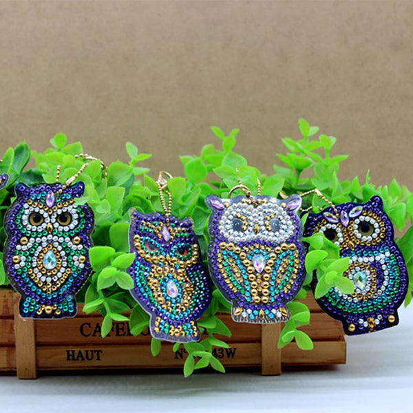 5D Diamond Painting Keychain Owls Set of 5 Pieces