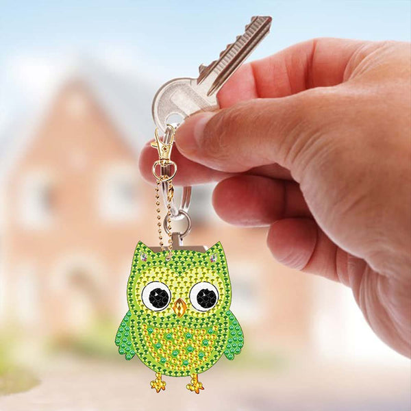 5D Diamond Painting Keychain with Owls 5 Pieces