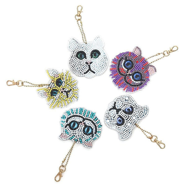5D Diamond Painting Keychain Kittens 5 Pieces