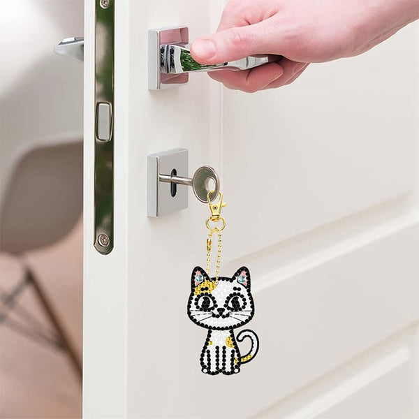 5D Diamond Art Keychain Cats 5 Pieces