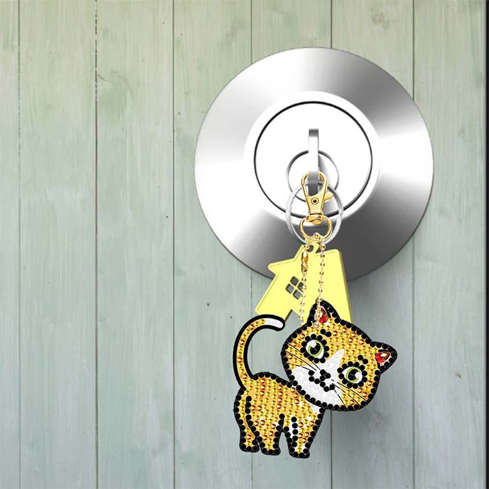 5D Diamond Art Keychain Cats 5 Pieces