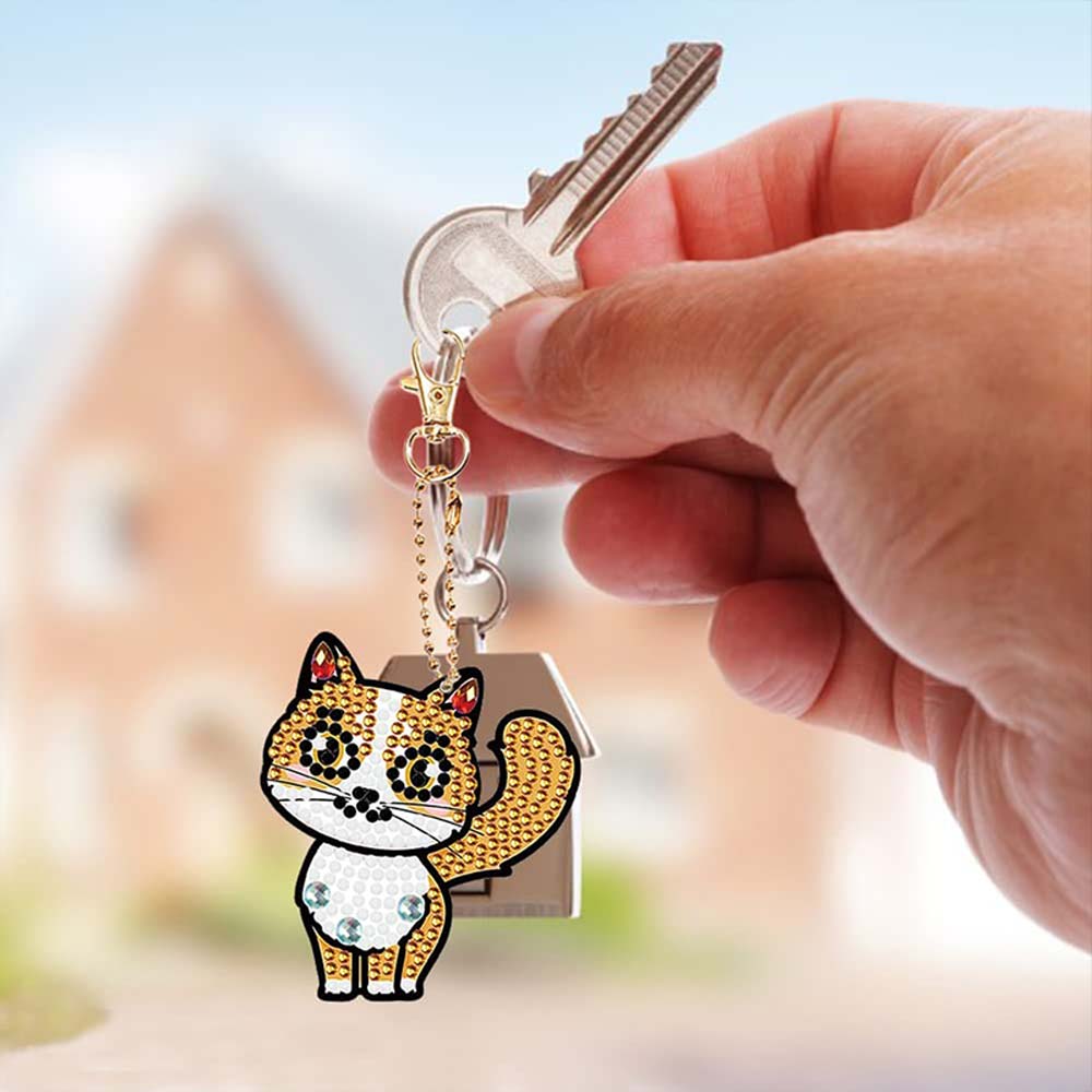 5D Diamond Art Keychain Cats 5 Pieces