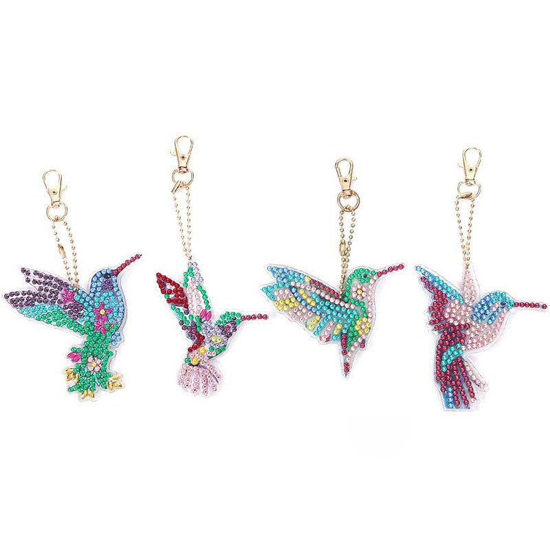 5D Diamond Painting Keychain Hummingbirds 4 Pieces