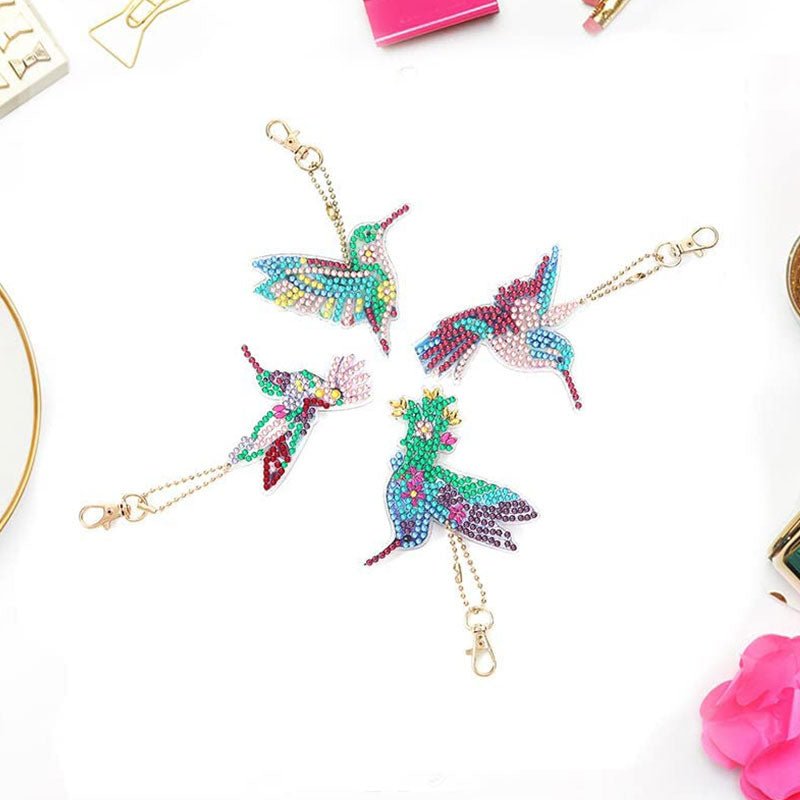 5D Diamond Painting Keychain Hummingbirds 4 Pieces