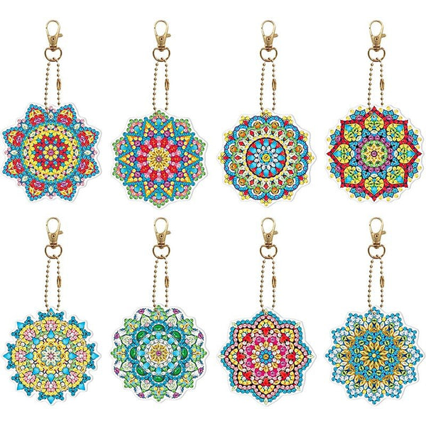 5D Diamond Painting Keychain Mandala 8 Pieces