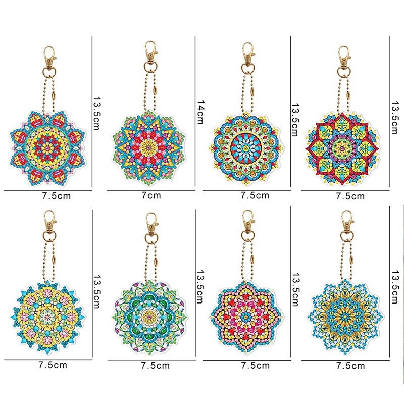 5D Diamond Painting Keychain Mandala 8 Pieces