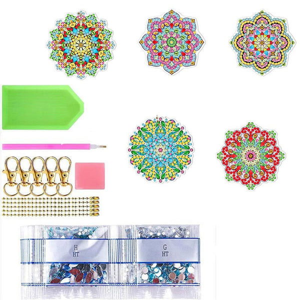 5D Diamond Painting Keychain Mandala Flowers 5 Pieces