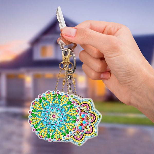 5D Diamond Painting Keychain Mandala Flowers 5 Pieces