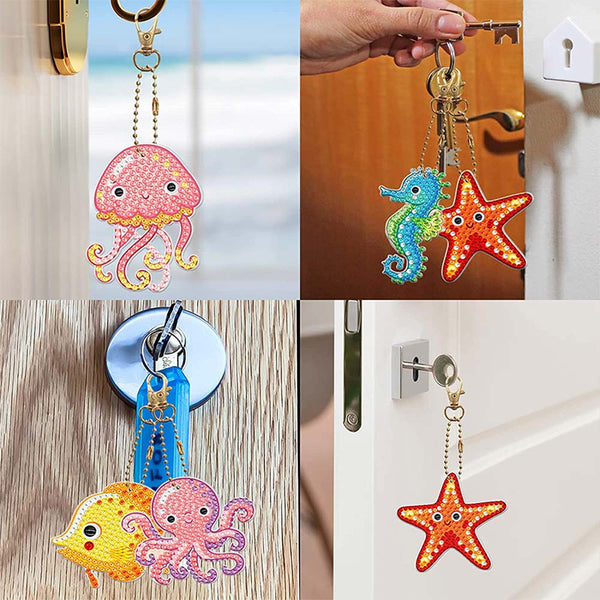5D Diamond Painting Keychain Ocean Animals 5 Pieces