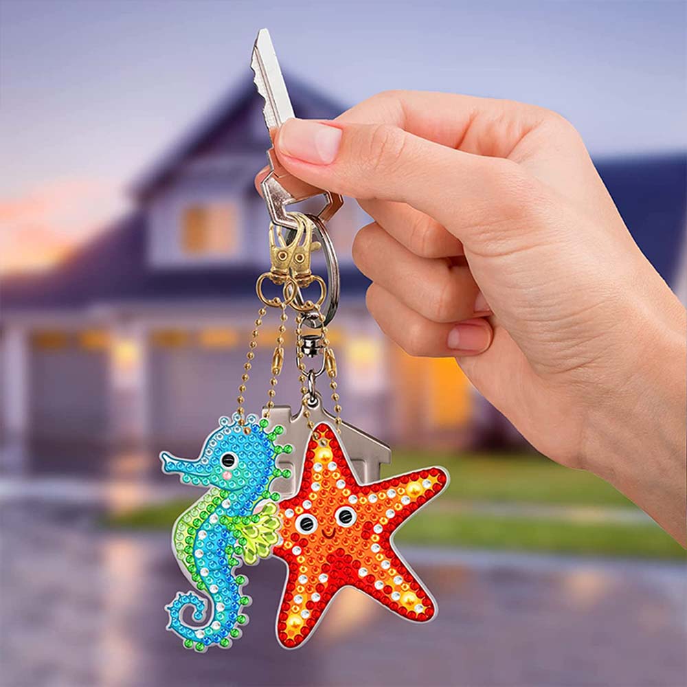 5D Diamond Painting Keychain Ocean Animals 5 Pieces