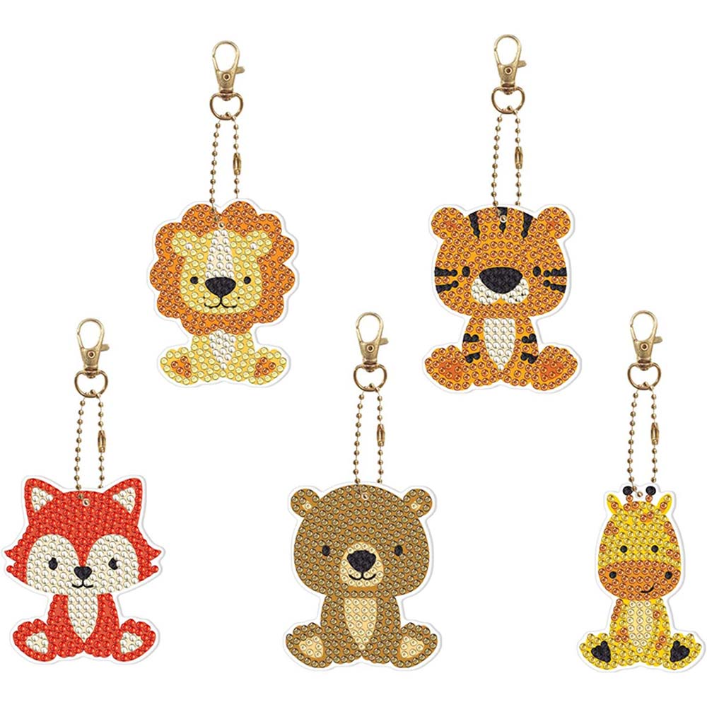 5D Diamond Painting Keychain with Animals 5 Pieces