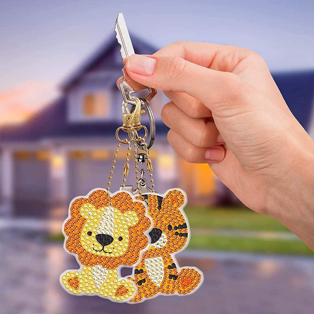 5D Diamond Painting Keychain with Animals 5 Pieces