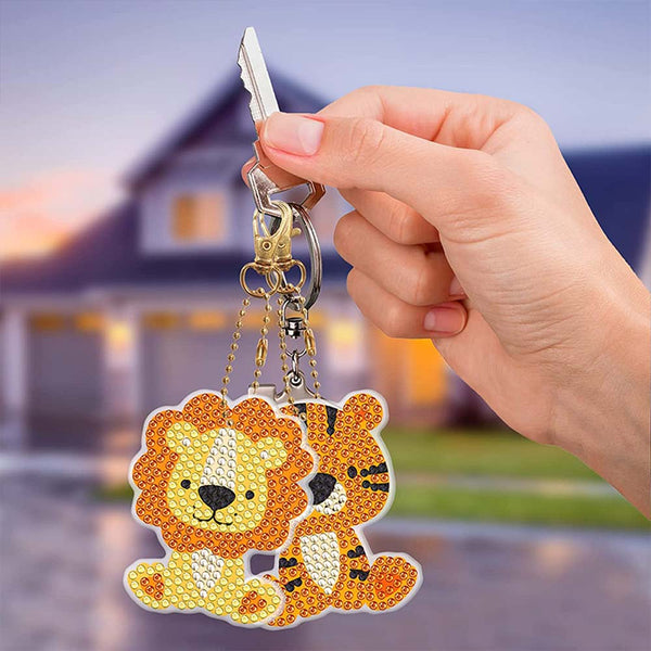 5D Diamond Painting Keychain with Animals 5 Pieces