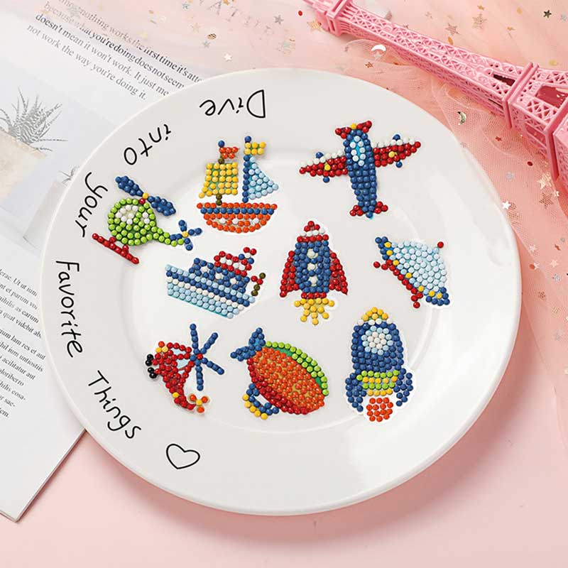 5D Diamond Painting Sticker Set Airplanes for Kids