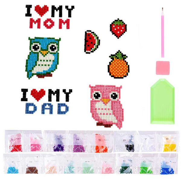 5D Diamond Painting Sticker Set "I Love Mom and Dad" for Kids