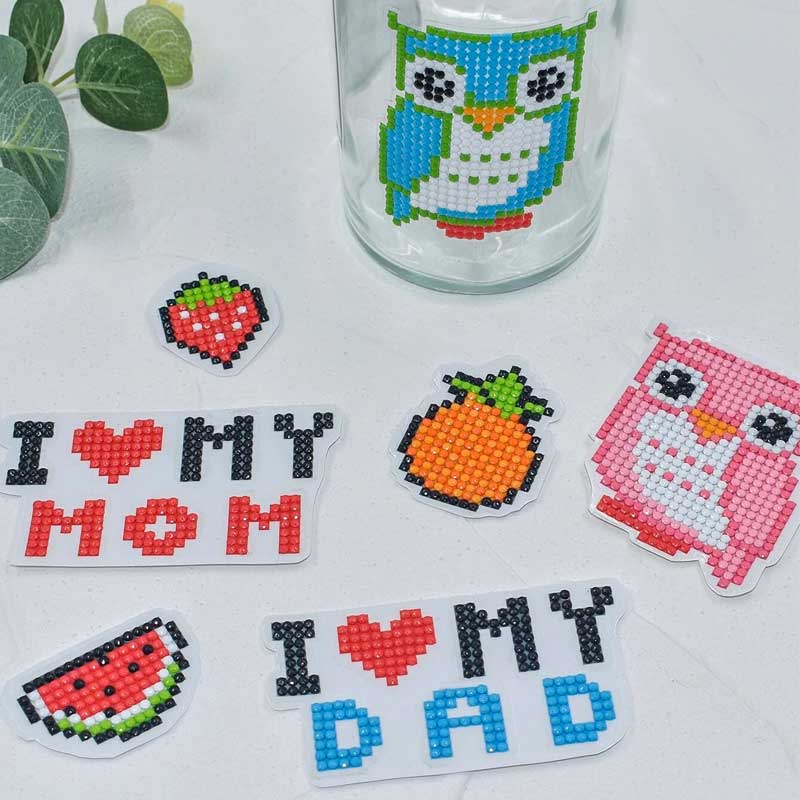 5D Diamond Painting Sticker Set "I Love Mom and Dad" for Kids