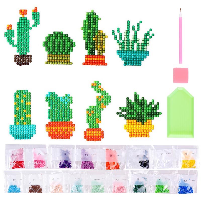5D Diamond Painting Sticker Set Cactus for Kids