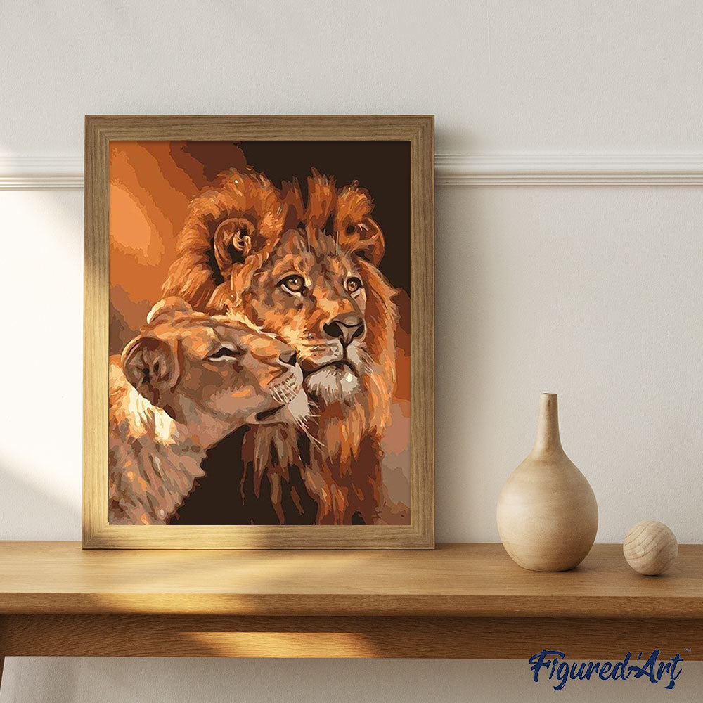 paint by numbers | Lion and Lioness Couple | animals easy lions | FiguredArt