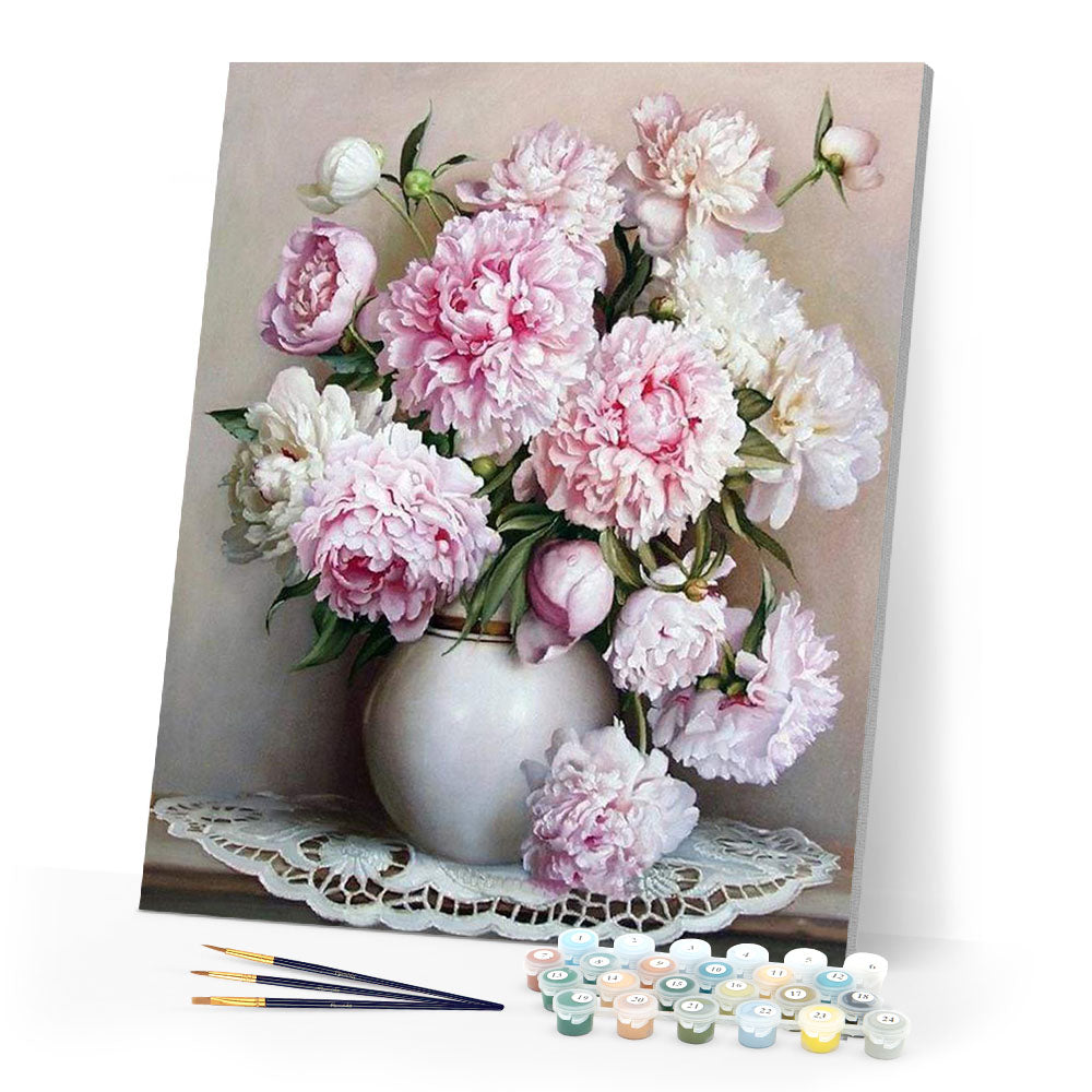 paint by numbers | Vase of Peonies | advanced flowers | FiguredArt