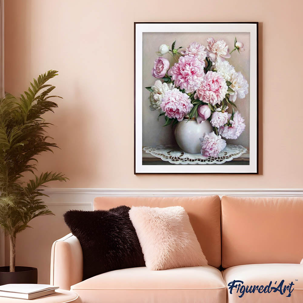 paint by numbers | Vase of Peonies | advanced flowers | FiguredArt