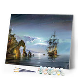 paint by numbers | Sailboat during Moonlight | advanced ships and boats | FiguredArt
