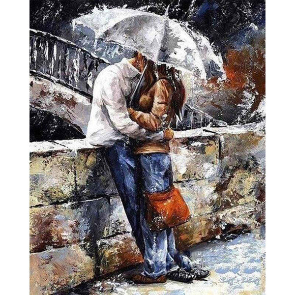 paint by numbers | Couple in the rain | advanced romance | FiguredArt