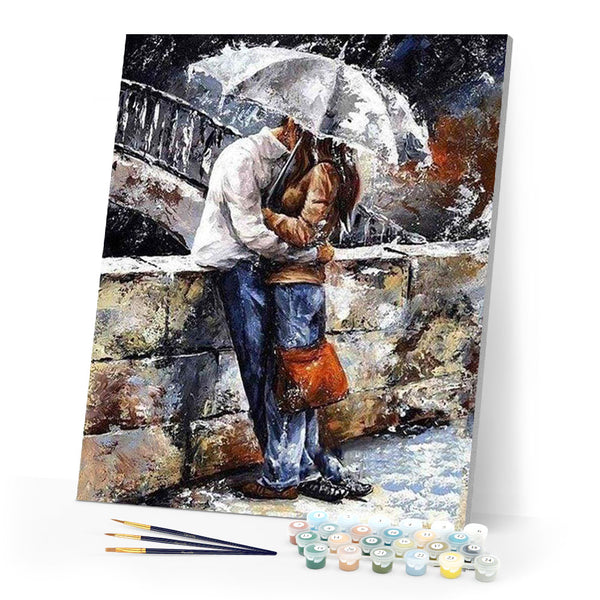 paint by numbers | Couple in the rain | advanced romance | FiguredArt
