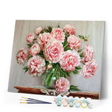 paint by numbers | Bouquet of Pink Flowers on a Table | advanced flowers | FiguredArt