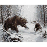 paint by numbers | Bear and Wolf fighting | animals bears intermediate wolves | FiguredArt