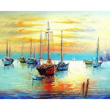 paint by numbers | Sailboats at the Port | intermediate landscapes ships and boats | FiguredArt