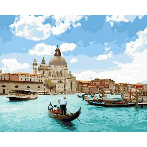 paint by numbers | Sunny Venice | intermediate romance ships and boats | FiguredArt