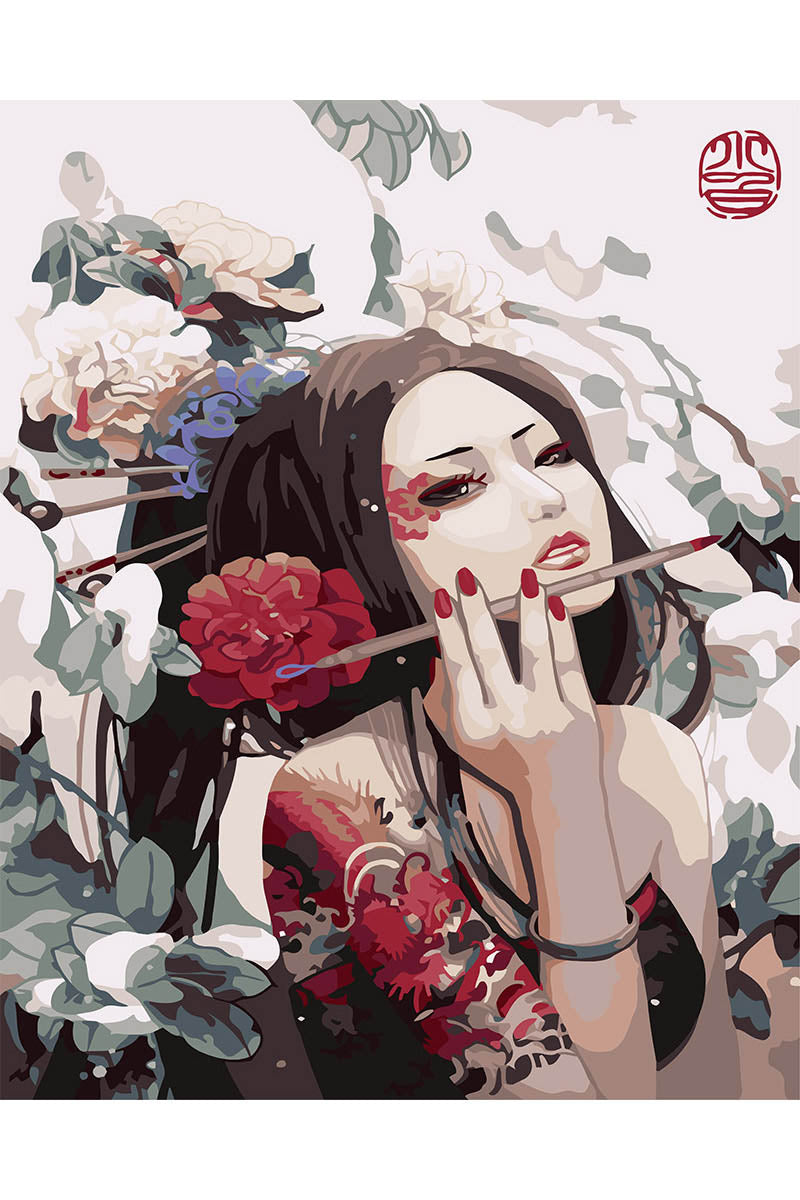 paint by numbers | Beautiful Asian lady | easy romance | FiguredArt