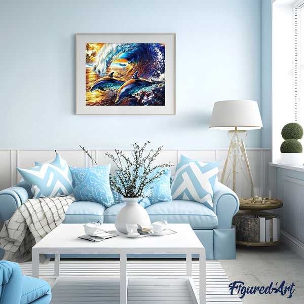 paint by numbers | Dolphins in the Waves | advanced animals dolphins | FiguredArt