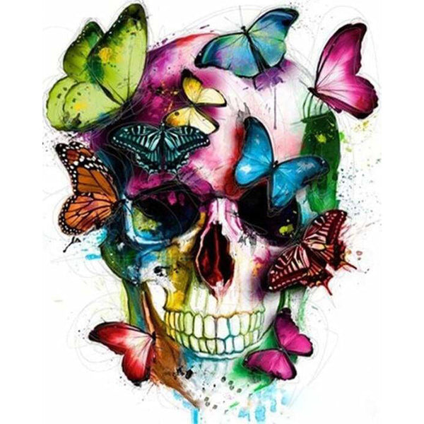 paint by numbers | Colorful Butterflies and Skull | animals butterflies easy | FiguredArt