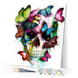 paint by numbers | Colorful Butterflies and Skull | animals butterflies easy | FiguredArt