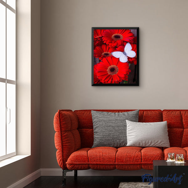 paint by numbers | Butterfly and Red Flowers | easy flowers | FiguredArt