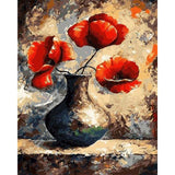 paint by numbers | Ancien vase and Red Flowers | flowers intermediate | FiguredArt