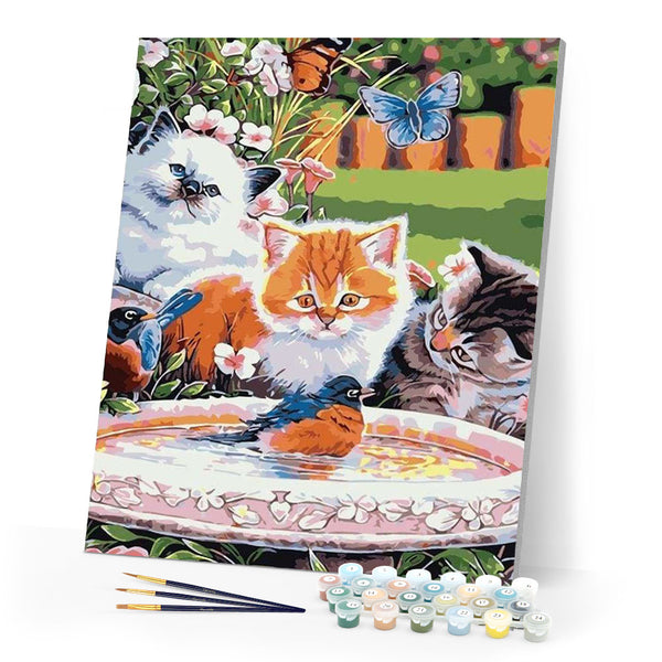 paint by numbers | Cats looking at a Bird | animals cats easy | FiguredArt