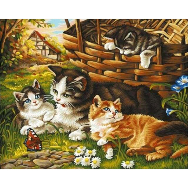 paint by numbers | Four Cats | animals cats intermediate | FiguredArt
