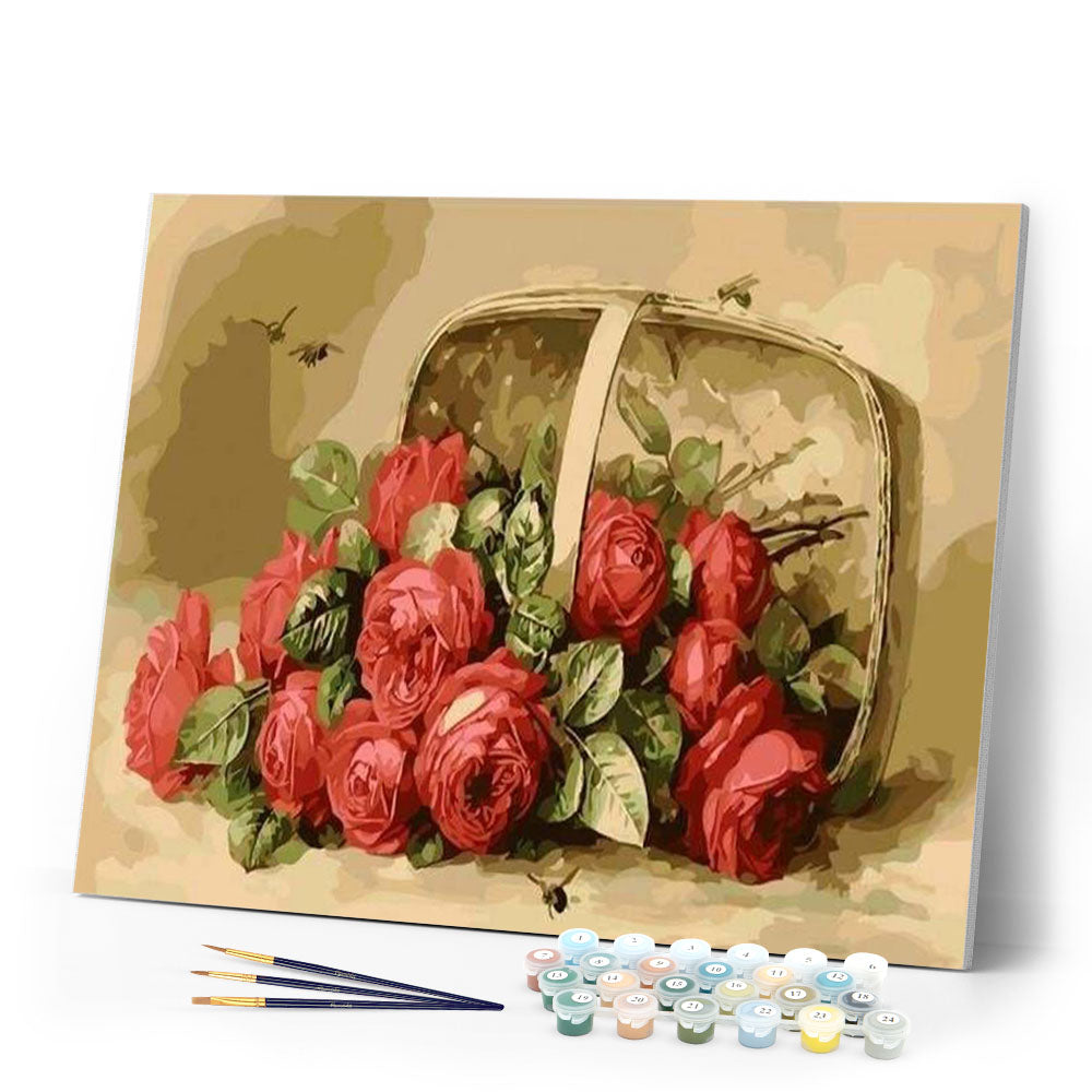 paint by numbers | Basket Of Roses | easy flowers | FiguredArt