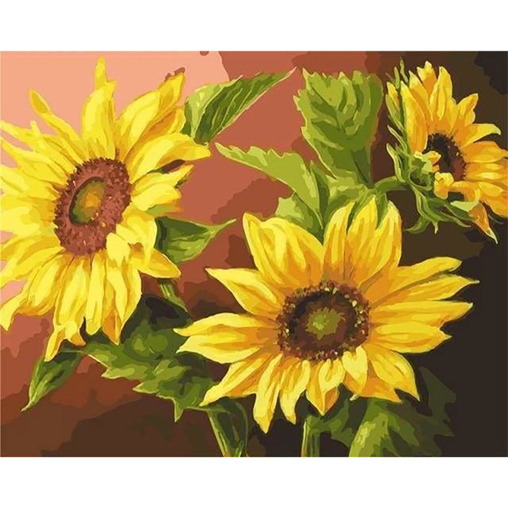 paint by numbers | Three Sunflowers | easy flowers | FiguredArt