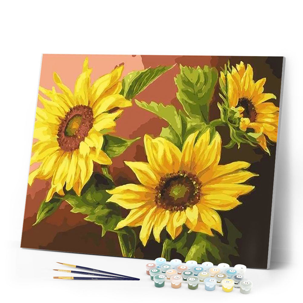 paint by numbers | Three Sunflowers | easy flowers | FiguredArt
